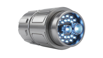 Futuristic Sci-Fi Device with Blue Lights Isolated on Transparent Background