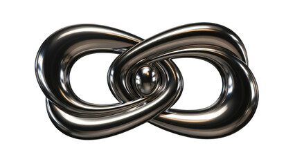 Fototapeta premium Interlocking Infinity Symbol, Metallic Links, Isolated on Transparent Background