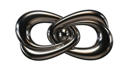 Interlocking Infinity Symbol, Metallic Links, Isolated on Transparent Background