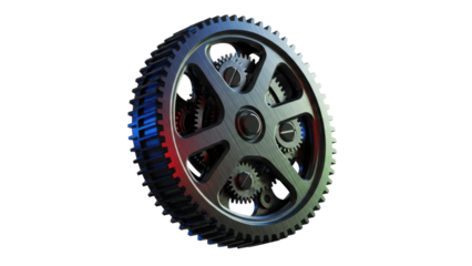 Industrial gears mechanism isolated on transparent background