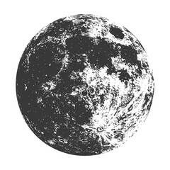 Naklejka premium Detailed Monochrome Illustration Of The Moons Surface