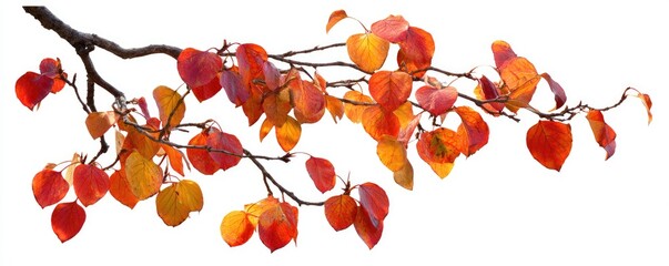 Branch with vibrant autumn leaves in shades of red, orange, and yellow