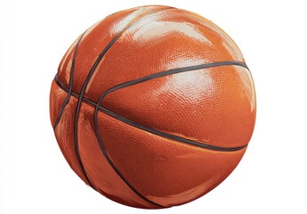 Orange textured basketball with black seams, isolated on a white background