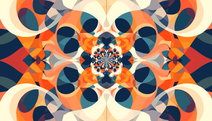 Abstract Kaleidoscopic Pattern in Orange and Blue