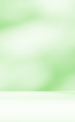 Empty green room studio with sunlight effect shadow of leaves. Minimal background for product presentation. Summer spring backdrop. Cosmetic and beauty products display room.