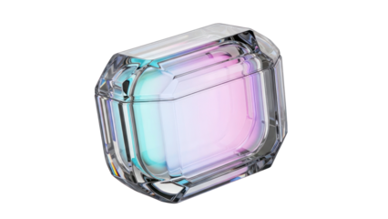Iridescent Earbud Case, Isolated on Transparent Background