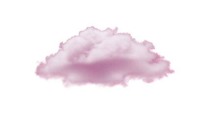 Pink fluffy cloud isolated on transparent background
