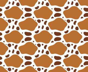 Raster repeating pattern with neutral brown organic drops on a white background