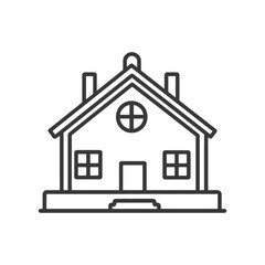 A Simple Line Drawing Of A House With A Roof