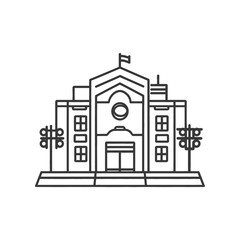 Line drawing of a grand civic building