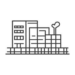 Naklejka premium Modern Building Near Train Tracks Cityscape Illustration