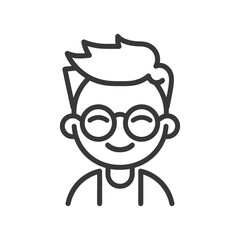 Obraz premium Happy Boy Wearing Glasses Line Art Illustration