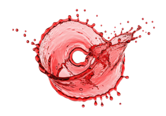 Vibrant red liquid splash, captured in a gravity-defying, high-speed vortex structure. photorealistic macro cgi rendering on a white background. concept for beverage advertising