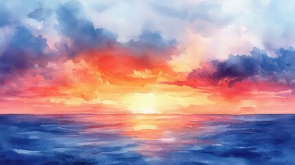Obraz premium sky and clouds wet watercolor background