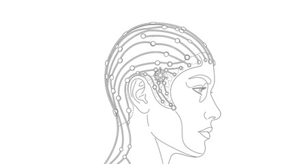 Woman Head Sketch Profile Side View.