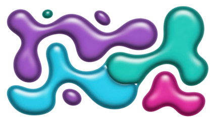 Colorful Blob Shapes Flowing Together, Isolated on Transparent Background