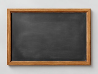 Clean, slightly used blackboard with a light wooden frame against white
