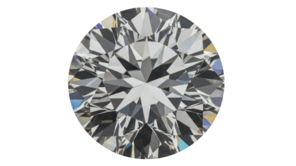 Sparkling Round Cut Diamond Isolated on Transparent Background