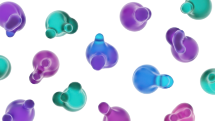 Colorful Abstract Bubbles Isolated on Transparent Background, 3D Render