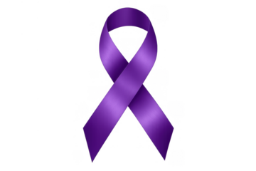 Purple awareness ribbon promoting causes and showing solidarity for various health conditions and social issues with transparent background