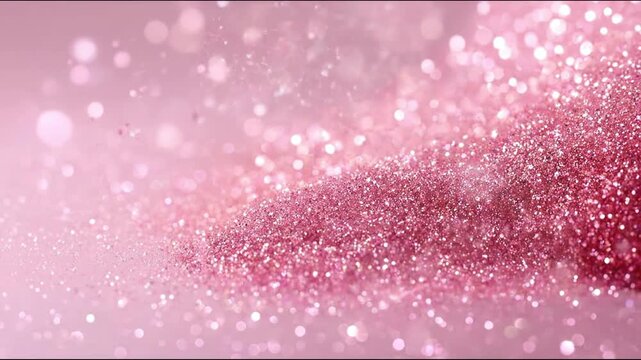 Abstract pink glitter background with shimmering dust particles and sparkling bokeh texture