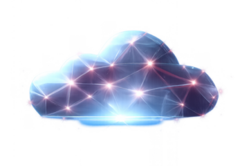 Cloud computing network expanding digital storage connecting global data with technology server infrastructure on transparent background