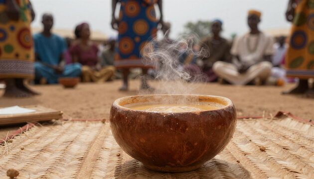 Traditional African Sorghum Beer in Calabash Gourd