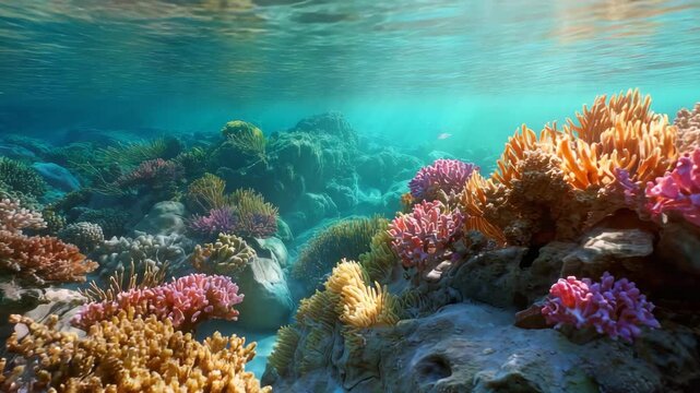 Tropical Coral Reef Ecosystem in Shallow Water