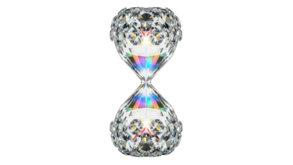 Diamond Hourglass Symbolizing Time and Luxury Isolated