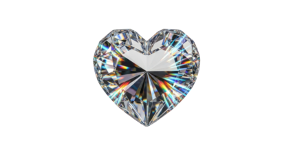 Heart shape diamond gemstone isolated on transparent background
