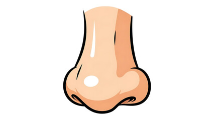 Cartoon illustration of a human nose with a white background.