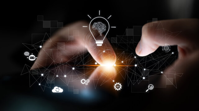 AI innovation with neural network and digital transformation. AI innovation drives automation, powers ideas, AI innovation enhances SEO, and AI innovation enables global connection. Latch - Powered by Adobe