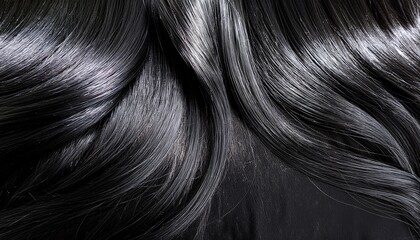 straightened and laminated hair beauty shot lengthy black locks robust roots