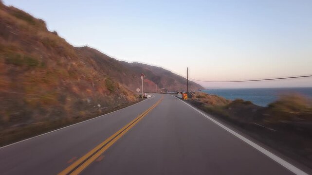 Big Sur Pacific Coast Highway Southbound 6 Cape San Martin to Ragged Point 02 Front View MultiCam Driving Plate California USA