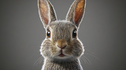 Obraz premium Close-up of a rabbit's face, soft fur, alert eyes