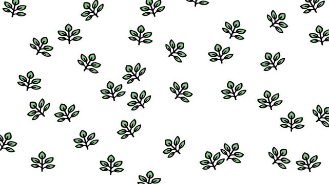 Minimal Plant Seamless Pattern, seamless pattern of minimalist plant icons arranged on a clean white background, ideal for wallpapers, packaging, textiles, and modern digital designs.