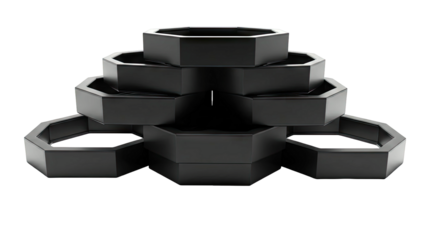 Stack of Black Hexagonal Planters