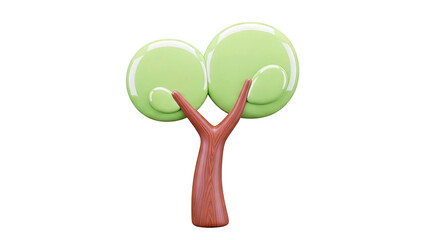 Stylized 3D Tree with Green Round Canopy