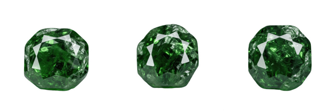 Diopside Gemstone Macro Isolated on White Background, Green and Chrome Diopside Crystal, Diopsid डायोप्साइड, Precious Mineral for Jewelry and Decorative Objects
