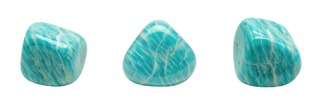 Amazonite Gemstone Macro Isolated on White Background, Green-Blue Feldspar Crystal, Amazonit अमेज़ोनाइट, Precious Mineral for Jewelry and Decorative Objects