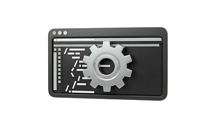 Gray Gear Icon on Computer Screen.