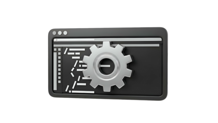 Gray Gear Icon on Computer Screen.