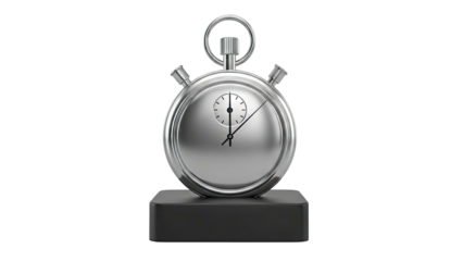 Silver Stopwatch on a Black Stand