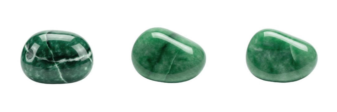 Natural Jade Gemstone Macro Isolated on White Background, Green Nephrite and Jadeite Crystal, Yu 玉, Piyala पियाला, Precious Asian Stone Mineral Texture