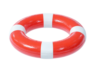 isolated red and white lifebuoy ring on a transparent background