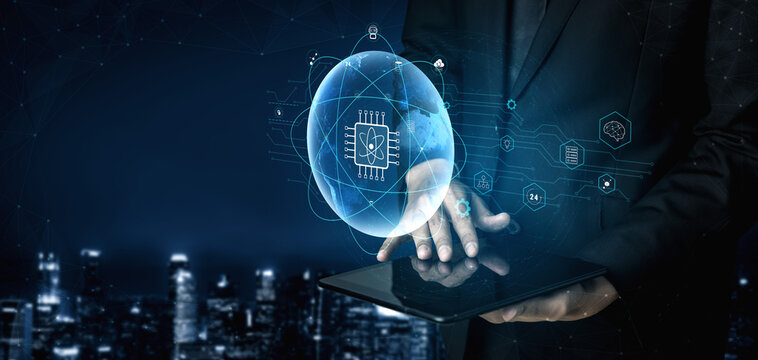 A global quantum computing network for the future of communication and data processing. A worldwide system powered by quantum technology and AI. Motif - Powered by Adobe