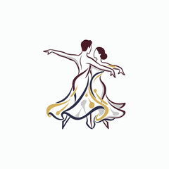 Fototapeta premium Elegant Couple Dancing Ballroom Dance Illustration.