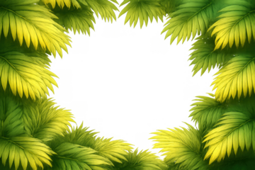 Lush tropical palm leaves forming a botanical border, offering a fresh natural frame with a transparent background