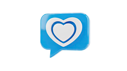 Blue Speech Bubble with White and Blue Heart Icon