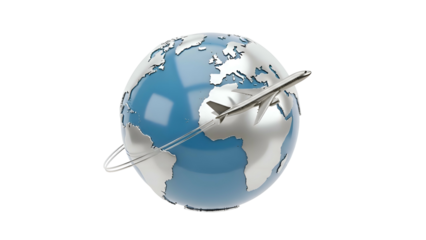 Airplane Flying Around Globe Model.